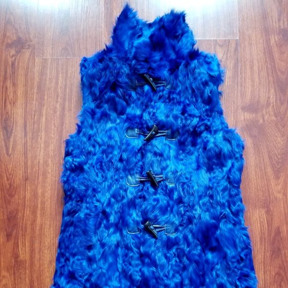 Saks Fifth Avenue Women's Blue Shearling Coat Vest Size S